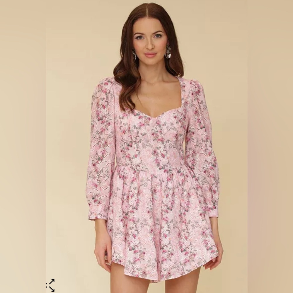 Avec Les Filles Women's Floral Puff-Sleeve Mini Dress